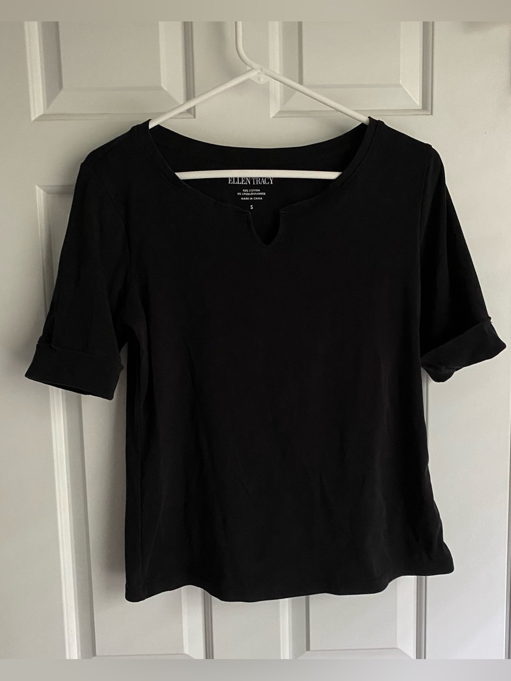Ellen Tracy Black Cotton Tee S